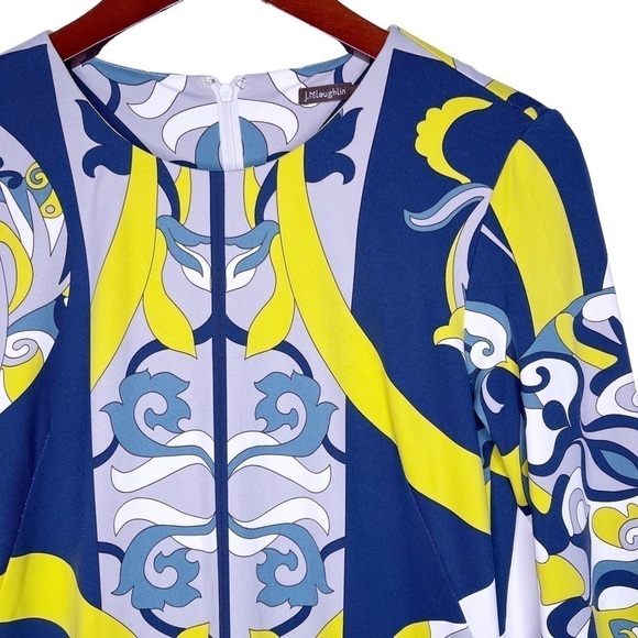 J. McLAUGHLIN NWT Sophia 3/4 Sleeve Crew Neck Dress Size Small in Multi Print - Picture 4 of 13